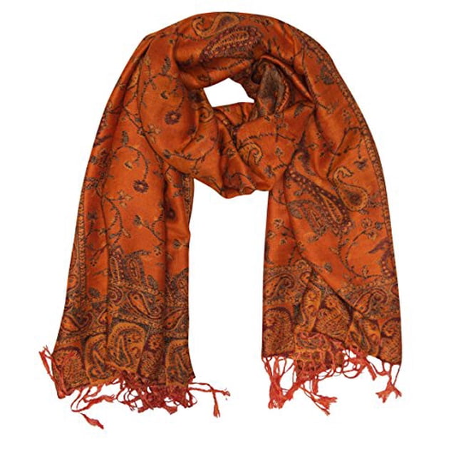 Peach Couture Elegant Reversible Paisley Pashmina Shawl Wrap