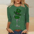 thumbnail image 2 of Besolor T-Shirts de la Saint-Patrick pour Femmes Imprimé Col Rond Manches 3/4 Tunique Décontractée Blouse d'Été Ample, 2 of 4