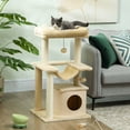 thumbnail image 2 of PawHut Cat Tree Tower Multi-Level Kitten House with Scratching Post, Beige, 2 of 10