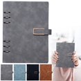 thumbnail image 1 of Leather A5 Notebook 6 Ring A5 PU Leather Refillable Notebook With Paper Navy, 1 of 9