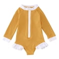 thumbnail image 1 of Girl Rash Guard Swimsuit Hawaiian Ruffle Sun Protection Long Sleeve Toddler Bathing Suit 2-3 Years, 1 of 6