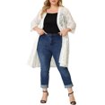 thumbnail image 2 of Agnes Orinda Women's Plus Size Floral Lace Cardigan Lightweight 3/4 Sleeves Open Front Outerwear 4X White, 2 of 7