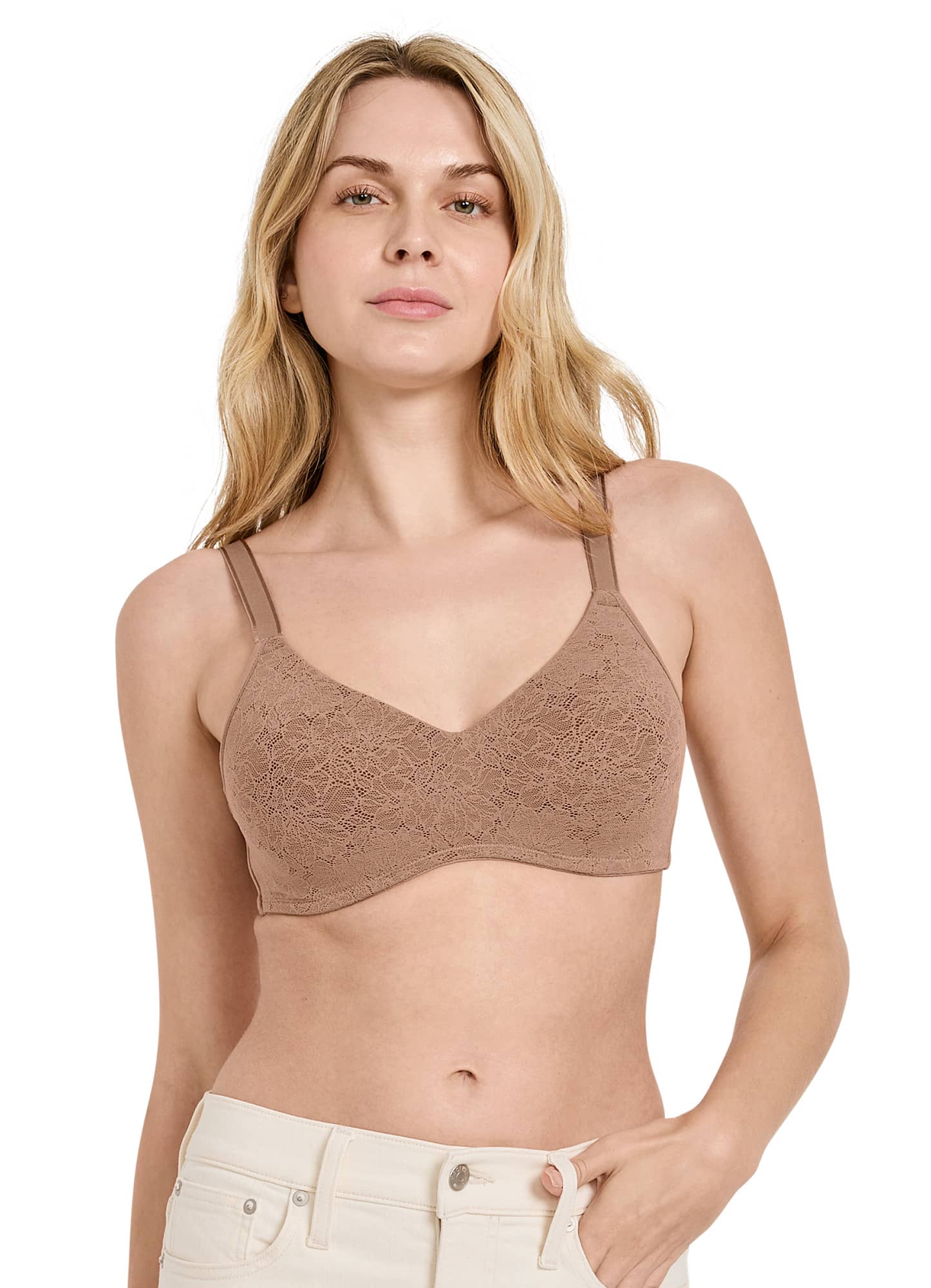 Jockey Smooth & Sleek Lace Full Coverage Wirefree T-Shirt Bra