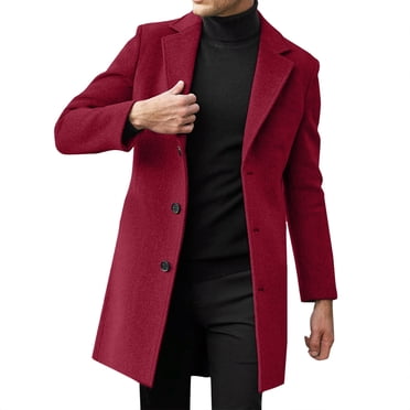 Clearance! Hontri Men Slim Winter Coat Lapel Collar Long Sleeve Padded Leather Jacket Vintage Thicken Coat Sheepskin Jacket Men's Casual Jackets Wine 4Xl