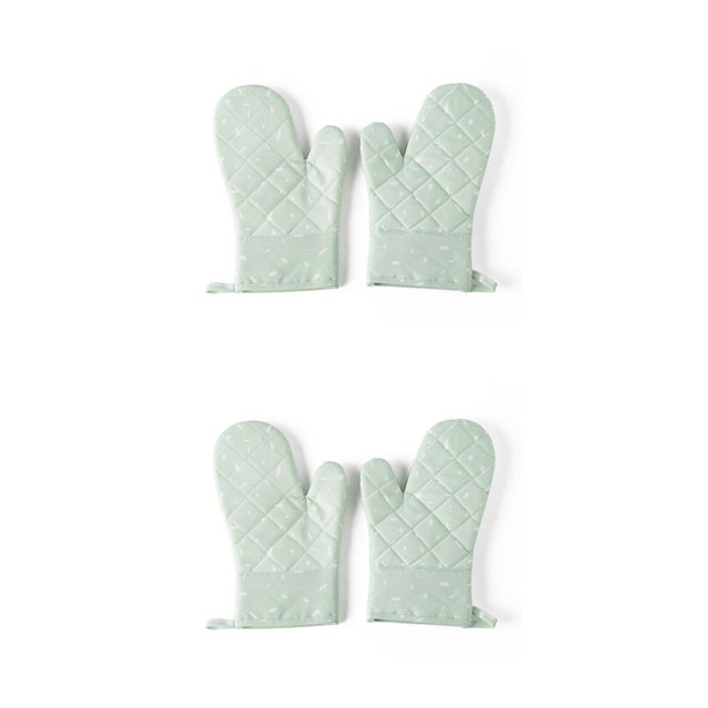 QualitChoice 1 Paire de Gants de Four en Polyester Mitaines Résistantes à la Chaleur pour Cuisine Micro-Ondes Vert 2Ensemble