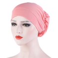 thumbnail image 3 of Women Solid Beading Hat Muslim Ruffle Cancer Chemo Hat Wrap Cap, 3 of 3