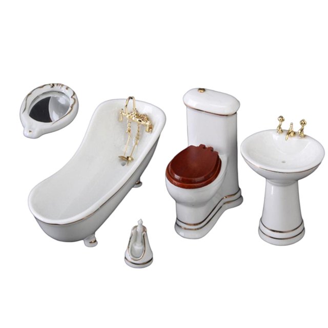 1:12 Scale Dollhouse Accessories Bathroom Set White