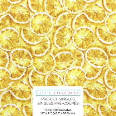 FABRIC CREATIONS Lemonade Lemon Slices Fat Quarter 45 × 53 cm (20.9 in), Yellow, 18x21
