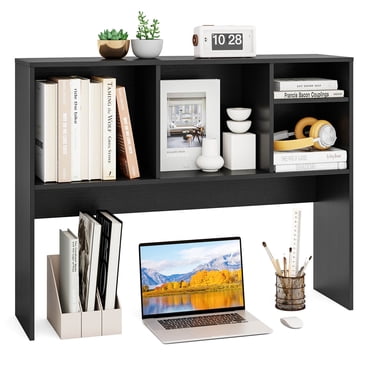 Costway Computer Desktop Bookcase Countertop Storage Bookshelf Organizer with 4 Cubbies Black