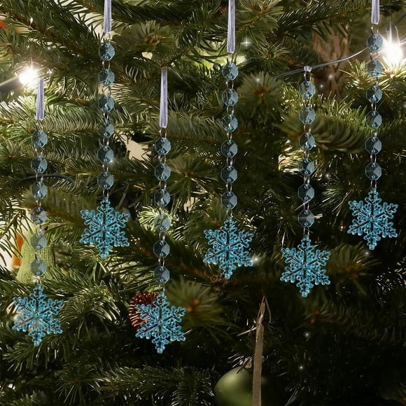 Acrylic Crystal Snowflake Christmas Pendant Ornament, Icicle Water Drop Decoration for Tree and Party Decor