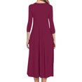 thumbnail image 4 of Pisexur Robe d'Automne pour Femme, Robe Maxi à Manches 3/4, Décontractée, à Cordon, Manches Mi-Longues, Taille Haute, Col Rond, Ample, Longue, avec Ceinture, 4 of 9