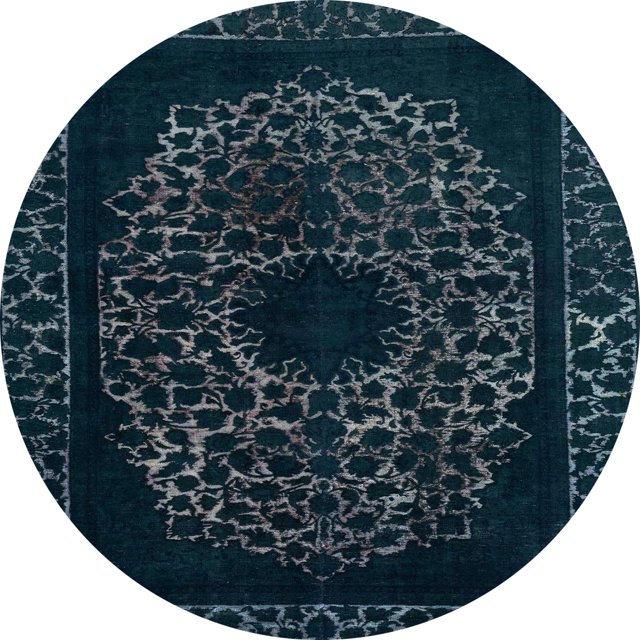 Ahgly Company Tapis d'Intérieur Ronds Abstraits Vert Sarcelle Profond, Tapis de Zone Abstraits, 3 Pieds Rond