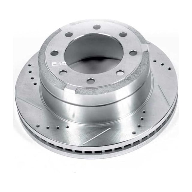 Power Stop Disque de Frein AR85155TG Série Évolution; Percé et Rainuré; Conception Monobloc avec Chapeau; Motif de Boulon de Roue 8 x 170 Millimètre; Arrière; Fonte Plaquée Zinc Argent; Simple
