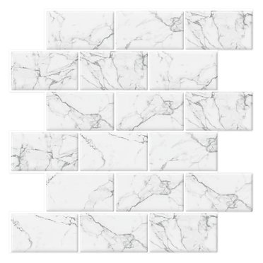 White Grey Marble Subway Back Splash Tile