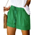 thumbnail image 2 of Womens Comfy Drawstring Splice Casual Elastic Waist Pocketed Loose Shorts Pants, 2 of 4