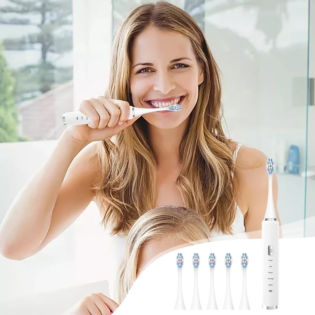 Portable Toothbrush Tooth-Brush For Adults With 5 Replacement Head Whitening Cleaning Electronic