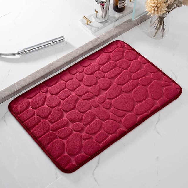 Iumwxz area rug 1pc Foam Bath Rug Embossed Bathroom Mat Water Absorbent And Washable Bath Rugs Non-Slip Thick Soft And Comfortable Carpet For Show mat carpet rugs for living room Red polyester