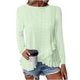 thumbnail image 2 of Plebaso Blouses à Manches Longues pour Femmes, Col Rond, Ourlet Irrégulier, Chemises de Printemps, 2 of 7