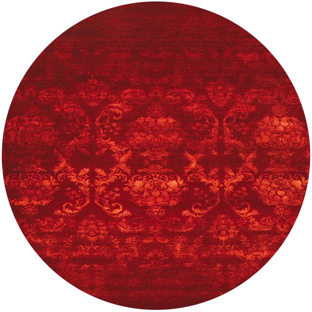 Ahgly Company Indoor Round Mid-Century Modern Red Oriental Area Rugs, 6' Round