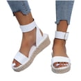 thumbnail image 4 of LSLJS Sandales d'Été pour Femmes à Talon Compensé, Semelle Épaisse, Paille Tressée, Boucle Métallique, 4 of 9