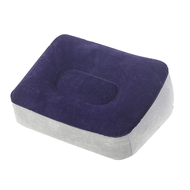 PVC Inflatable Flocked Footrest Pad (Blue), Portable Ergonomic, Suitable for Travel (Plane/Train/Car)/Office/Desk, Relaxing Feet Legs