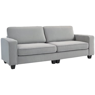 HOMCOM 3 Seater Sofa with Spring Cushion Cup Holder for Bedroom Light Grey