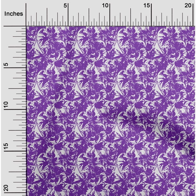 oneOone Tissu Violet en Polyester Lycra à Fleurs, Tissu pour Robe, Tissu Imprimé, Tissu au Mètre, 56 Pouces de Large