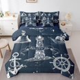 thumbnail image 1 of Nautical Theme Sketch 7 Piece Comforter Set Full Bed in a Bag,Ocean Retro Sailboat Bedding Sets Pirate Boat Anchor Steering Wheel Compass Sheet Set with Comforter, 1 of 5