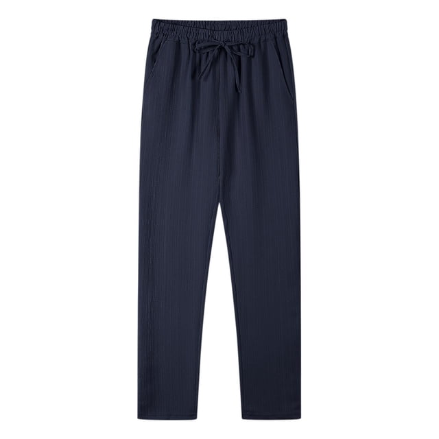 WRKEKC Casual Pants for Men Spring Fall Fashion Solid Color Drawstring Elastic Waist Long Pants for Daily Casual Outings Lounge Wear