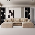 thumbnail image 1 of The Magic Home 5-Seater Cloud Modular U-Shaped Linen Sectional Sofa, Khaki, 1 of 16