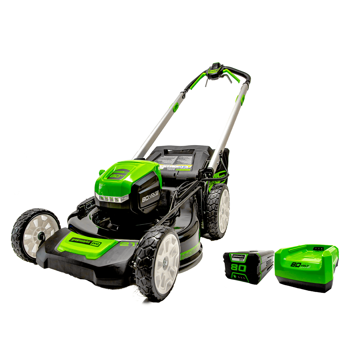 Greenworks Tondeuse à gazon auto-propulsée sans balais 80V 21 po, batterie 4,0Ah et chargeur inclus