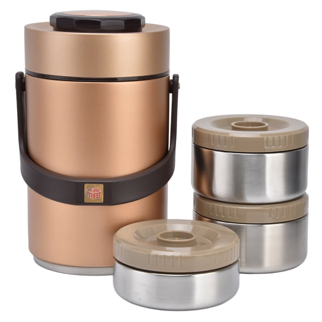 Thermal Bento Box, 2.3L Portable Insulated Food Food Jar For Student For Work For Travel Gold