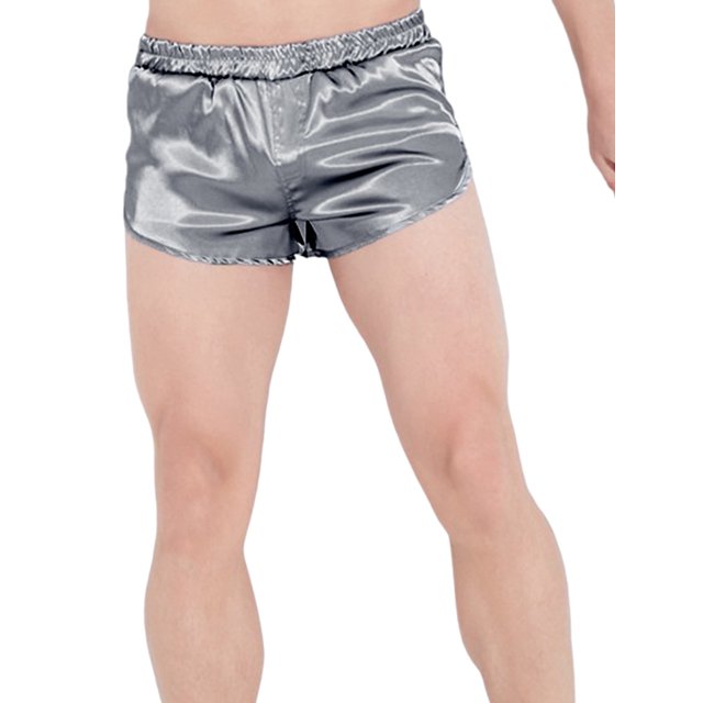 LUXUR Pyjama pour Homme, Boxeurs de Nuit Unis en Satin Soyeux, Shorts Grande Taille, Bas de Sommeil, sous-Vêtements, Gris G