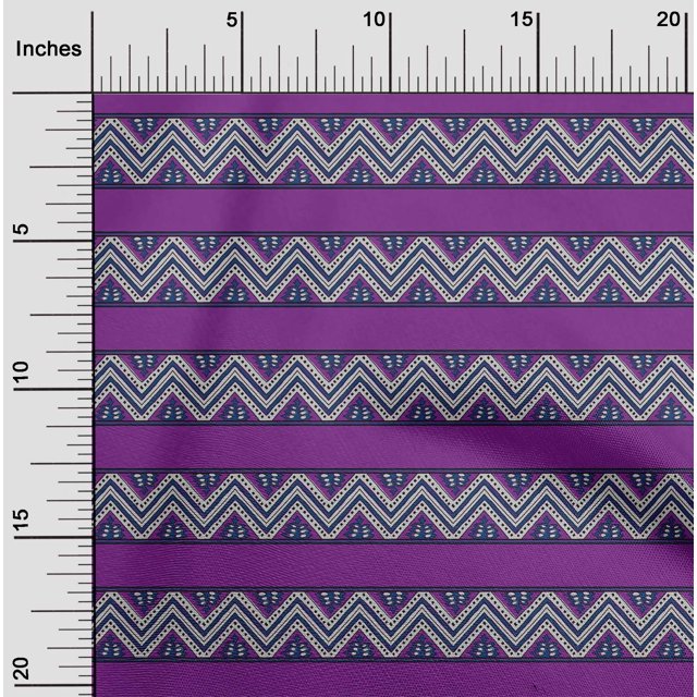 oneOone Polyester Lycra Fabric Floral & Chevron Block Print Fabric By Yard 56 Inch Wide