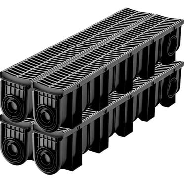 VEVOR Drainage Trench Driveway Channel Drain Kit Plastic Grate-5.8"x7.5"-4 Pack