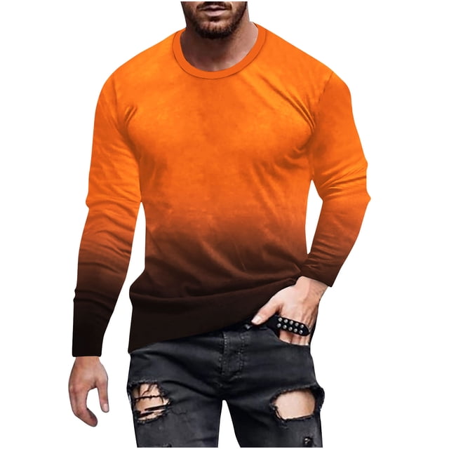 T-Shirts Sans Manches pour Hommes T-Shirt Dégradé pour Hommes Impression 3D Non Positionnée T-Shirt Décontracté à Manches Longues Col Rond Haut Blouses T-Shirts en Coton pour Hommes T-Shirts d'Été pour Hommes