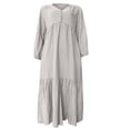 thumbnail image 4 of FcBaudy Robe à Manches Longues à Col en V, Robes d'Été pour Femmes, Robes pour Femmes Mode Robes pour Femmes Décontractées à Manches Longues Couleur Robe Longue à Col en V Robe Femme, 4 of 4