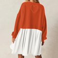 thumbnail image 5 of Womens Oversized Sweatshirt Dress Long Flowy Patchwork Pullover Tops Cute Drop Shoulder Sweatshirts Fall Long Sleeve Mini Dress Teen Girls Crewneck Solid Tunic Pleated Loose Clothing Beig, 5 of 5