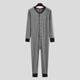 thumbnail image 2 of Pyjama à Rayures pour Adultes, Rabat aux Fesses, Doux, Manches Longues, Tenue de Nuit, Combinaison, Ensemble de Pyjama, 2 of 9