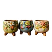 Coofit Ceramic Plant Pots Decorative: 3PCS Flower Pots Succulent Planter Pots with Legs