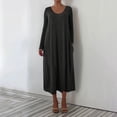 thumbnail image 1 of Fznquz Robes Simples pour Femmes Grande Taille à Manches Longues Noir Robe Trapèze de Plage avec Poches Décontractée Ample Robe Maxi Femme, 1 of 8