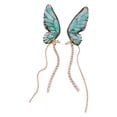thumbnail image 3 of Fairy Butterfly Wings Earrings Fantasy Jewelry Gradient Colorful Rhinestone Sequins Long Tassel Stud Earrings, 3 of 3