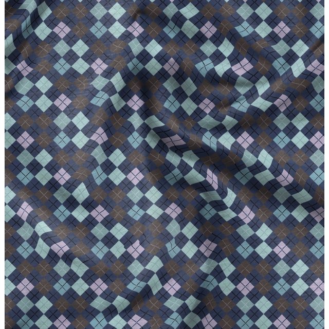 Soimoi Poly Georgette Fabric Argyle Check Print Fabric by The Yard 52 Inch Wide