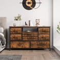 thumbnail image 3 of Meuble Télé à 8 Tiroirs avec Prise de Courant et DEL pour Télé de 55 Po, Longue Commode pour Chambre avec 8 Tiroirs Profonds, Grand Table Console pour Rangement dans le Garde-Robe, le Salon, l'Entrée, Dessus en Bois, 3 of 9