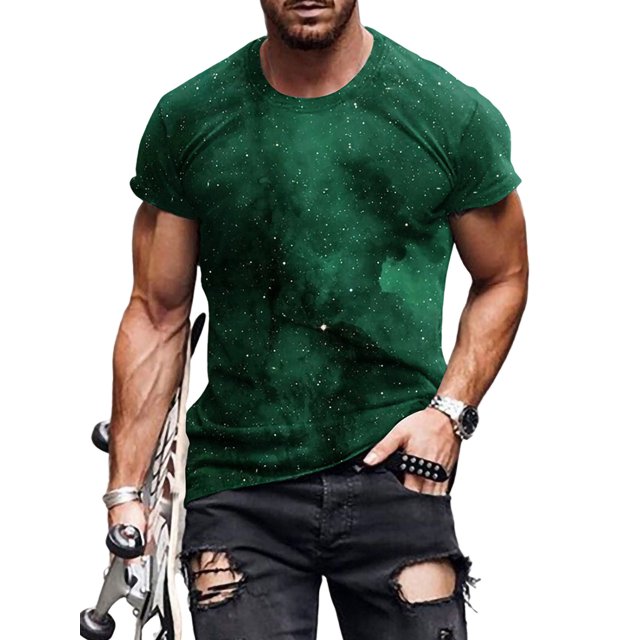 Bellella T-shirt Homme Col Rond T-Shirts Manches Courtes Hauts d'Été Mode Blouse Imprimée Numérique 3D Pull Style D 2TG