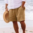 thumbnail image 2 of Ediodpoh Men Spring and Summer Pant Casual All Solid Color Painting Loose Plus Size Trouser Fashion Beach Pockets Short Linen Shorts for Men Khaki XXXXL, 2 of 6