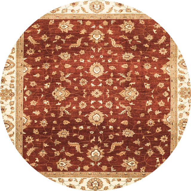Ahgly Company Tapis d'Intérieur Ronds Abstraits Orientaux Rouges, 5 Pieds Rond
