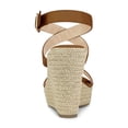 thumbnail image 2 of BLISSFUL STEP Chaussures pour Femmes Sandales Espadrilles à Talon Compensé Slingback à Brides Croisées Brun 9, 2 of 7