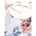 thumbnail image 2 of Faithtur Baby Girl Flower Print Round Neck Bow Lace-Up Suspender Romper, 2 of 8