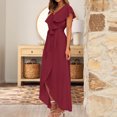 thumbnail image 4 of SMihono Robes d'Été Bohémiennes Femmes Grande Taille Mode Femmes Été Décontracté Col en V Bandage Manches Courtes Robe Imprimée Florale, 4 of 8